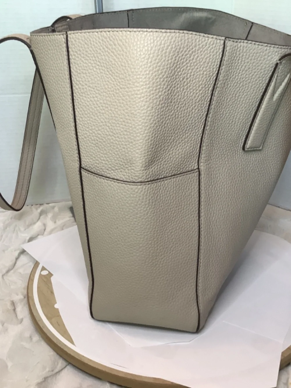 EUC Beige Michael‎ Kors tote shoulder leather bag